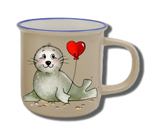 Laden Sie das Bild in den Galerie-Viewer, Geschirr-Set Natur Neu Seehund Herz