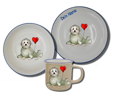 Laden Sie das Bild in den Galerie-Viewer, Geschirr-Set Natur Neu Seehund Herz