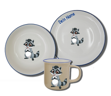 Laden Sie das Bild in den Galerie-Viewer, Geschirr-Set Natur Neu Waschbär