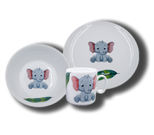 Laden Sie das Bild in den Galerie-Viewer, Geschirr aus Porzellan mit Namen und Elefant