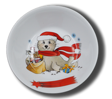 Laden Sie das Bild in den Galerie-Viewer, Schale aus Porzellan mit Namen und Seehund Weihnachten