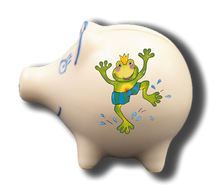 Laden Sie das Bild in den Galerie-Viewer, Sparschwein mit Namen und Frosch