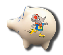 Laden Sie das Bild in den Galerie-Viewer, Sparschwein mit Namen und Maus