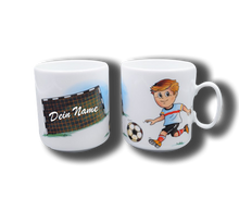Laden Sie das Bild in den Galerie-Viewer, Weiße Tasse mit Namen Fußballer und Tor