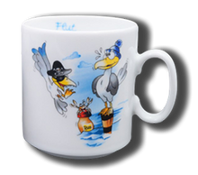 Laden Sie das Bild in den Galerie-Viewer, Weißer Tasse mit Namen und Möwe