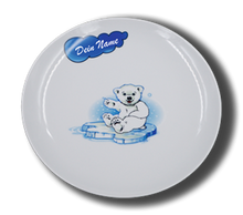 Laden Sie das Bild in den Galerie-Viewer, Teller aus Porzellan mit Namen und Eisbär