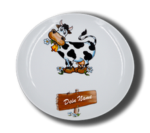 Laden Sie das Bild in den Galerie-Viewer, Teller aus Porzellan mit Namen und Kuh