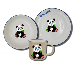 Geschirr-Set Natur Neu Panda