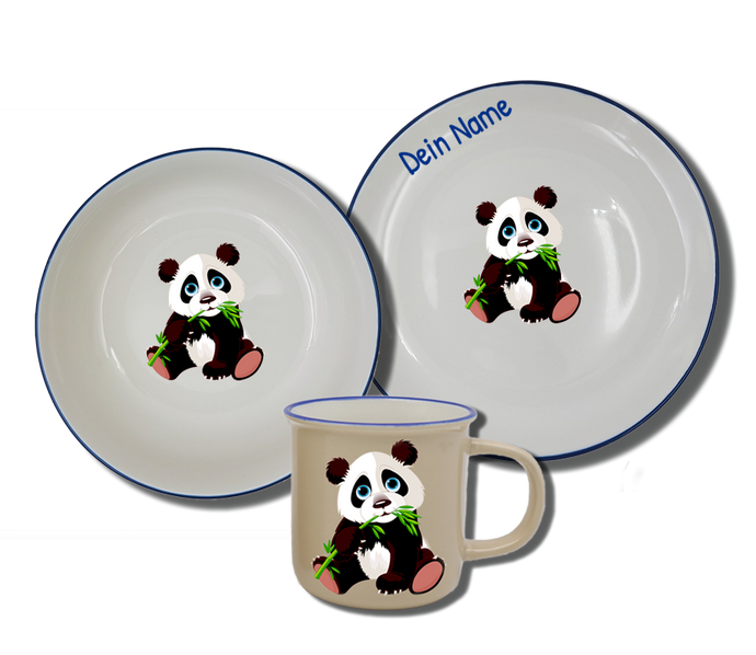 Geschirr-Set Natur Neu Panda