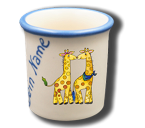 Eierbecher mit Namen und Giraffen