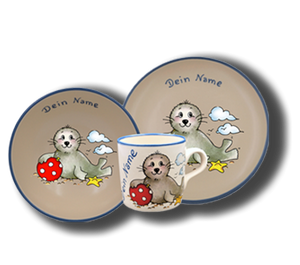 Geschirr-Set Natur Seehund Ball