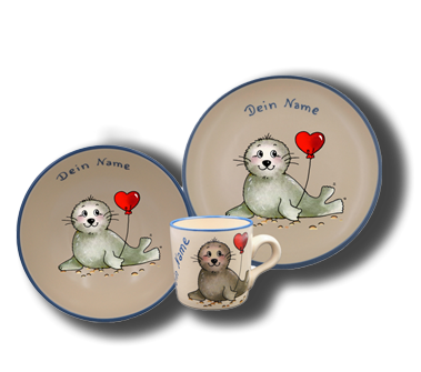 Tableware set nature - Seal heart