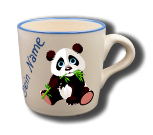 Beige Tasse mit Namen und Panda