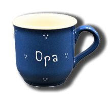 Load image into Gallery viewer, Blaue Tasse aus Keramik mit Namen
