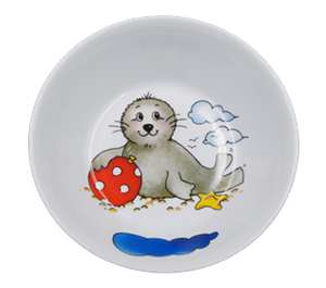 Schale aus Porzellan mit Name und Seehund Ball
