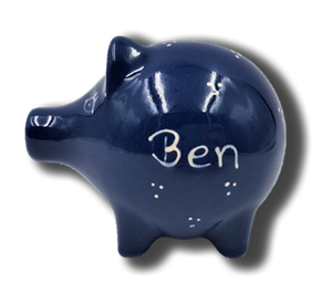 Piggy bank 8cm - Three-point blue