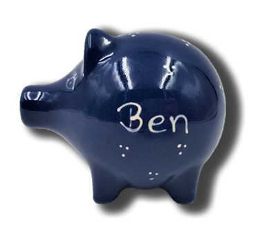 Piggy bank 8cm - Three-point blue