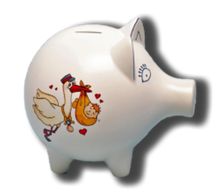 Load image into Gallery viewer, Piggy bank 25 cm - Birth gift
