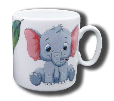 Tasse mit Namen und Elefanten