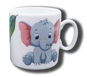 Tasse mit Namen und Elefanten