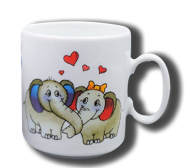 Tasse mit Namen und Elefantenpaar