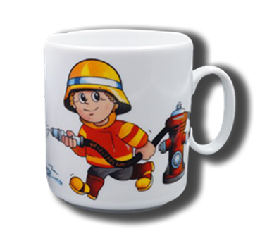Tasse mit Namen und Feuerwehrmann