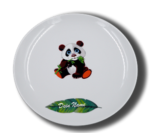 Teller aus Porzellan mit Namen und Panda